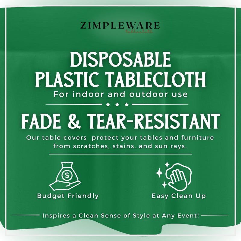 ZIMPLEWARE Premium Green Plastic Table Cloth Disposable (12 Pack) Round Tablecloth (84in) Party Table Cloths Disposable, Perfect Table Cloth Round Cover for Any Table Up to 6 Feet - Image 2